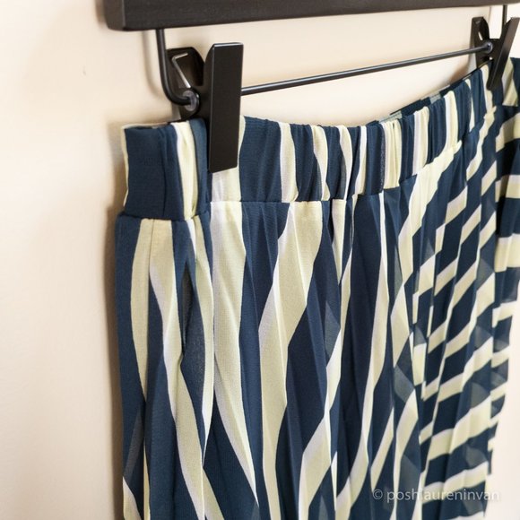 M&S Collection Striped Pleated Midi Skirt *NWT* – Size US 8 Tall - Picture 13 of 16